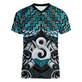 New Zealand Maori Women V-Neck T-Shirt Poutama Pikorua - Single Twist Paua Shell