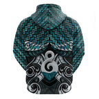 New Zealand Maori Zip Hoodie Poutama Pikorua - Single Twist Paua Shell
