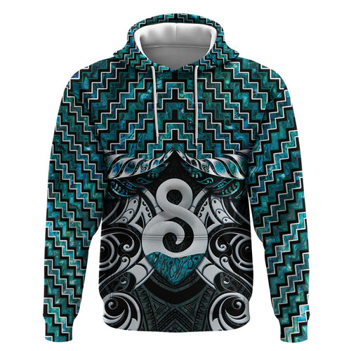 New Zealand Maori Zip Hoodie Poutama Pikorua - Single Twist Paua Shell