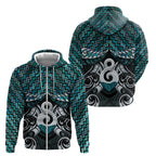 New Zealand Maori Zip Hoodie Poutama Pikorua - Single Twist Paua Shell