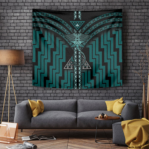 New Zealand Manta Ray Tapestry Maori Tukutuku Taniko Motifs Teal