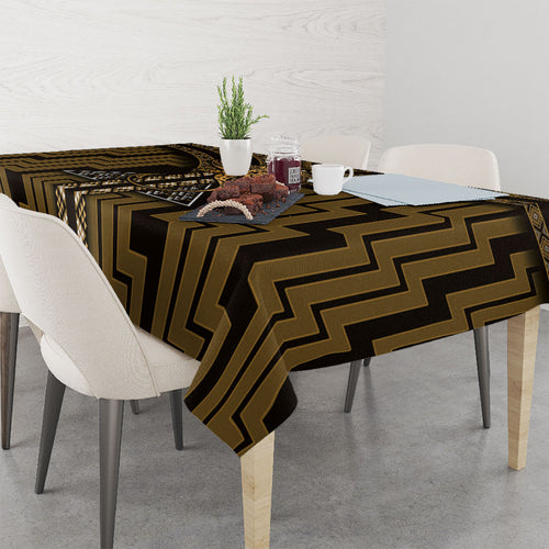 New Zealand Manta Ray Tablecloth Maori Tukutuku Taniko Motifs Gold