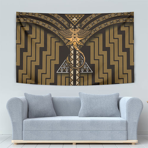 New Zealand Manta Ray Tapestry Maori Tukutuku Taniko Motifs Gold
