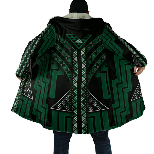 New Zealand Manta Ray Cloak Maori Tukutuku Taniko Motifs Green