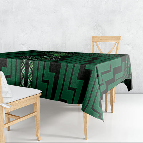 New Zealand Manta Ray Tablecloth Maori Tukutuku Taniko Motifs Green
