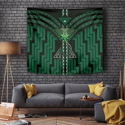 New Zealand Manta Ray Tapestry Maori Tukutuku Taniko Motifs Green