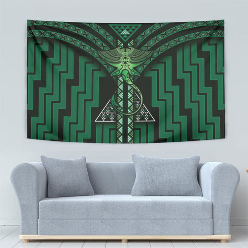 New Zealand Manta Ray Tapestry Maori Tukutuku Taniko Motifs Green
