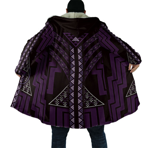 New Zealand Manta Ray Cloak Maori Tukutuku Taniko Motifs Purple