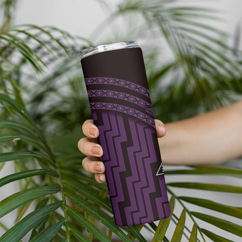 New Zealand Manta Ray Skinny Tumbler Maori Tukutuku Taniko Motifs Purple