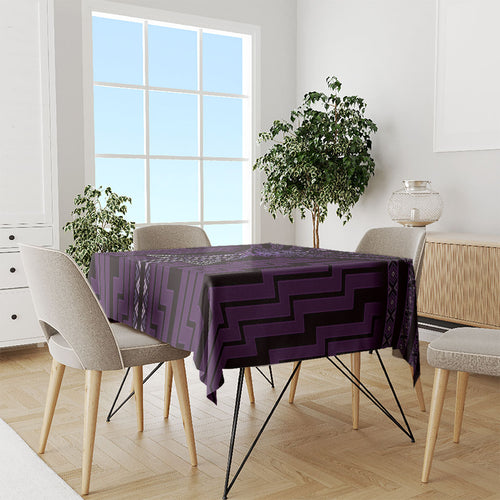 New Zealand Manta Ray Tablecloth Maori Tukutuku Taniko Motifs Purple