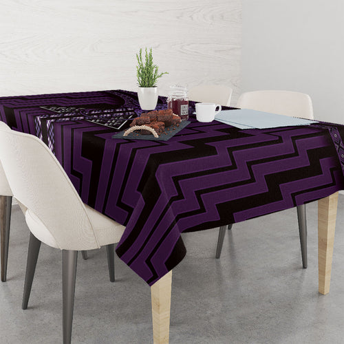 New Zealand Manta Ray Tablecloth Maori Tukutuku Taniko Motifs Purple