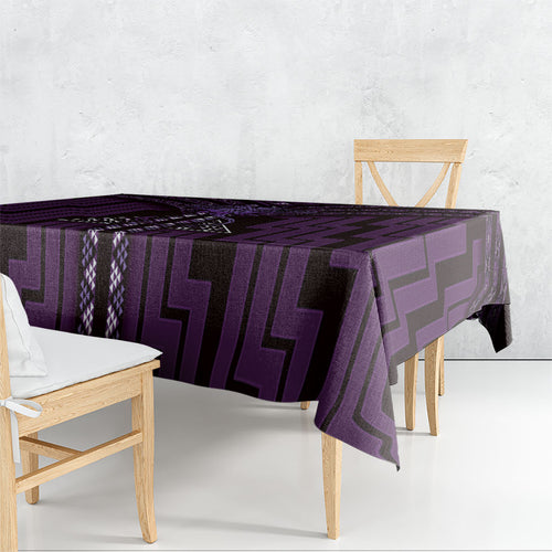 New Zealand Manta Ray Tablecloth Maori Tukutuku Taniko Motifs Purple