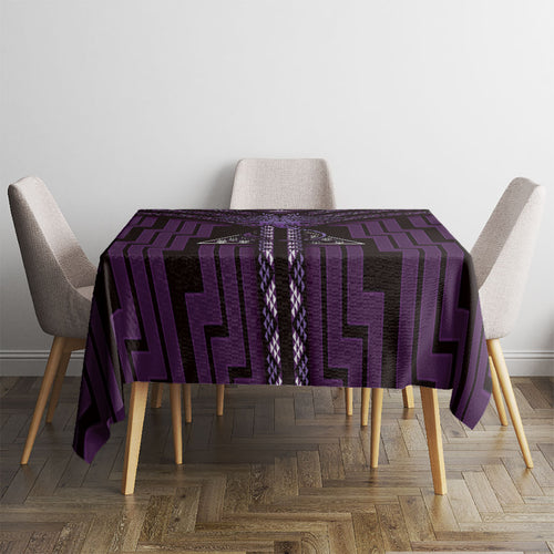 New Zealand Manta Ray Tablecloth Maori Tukutuku Taniko Motifs Purple