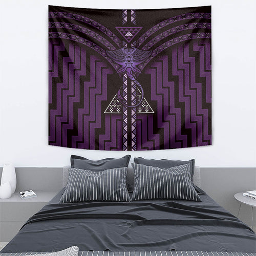 New Zealand Manta Ray Tapestry Maori Tukutuku Taniko Motifs Purple