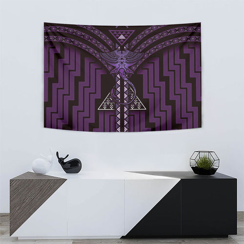 New Zealand Manta Ray Tapestry Maori Tukutuku Taniko Motifs Purple