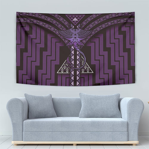 New Zealand Manta Ray Tapestry Maori Tukutuku Taniko Motifs Purple