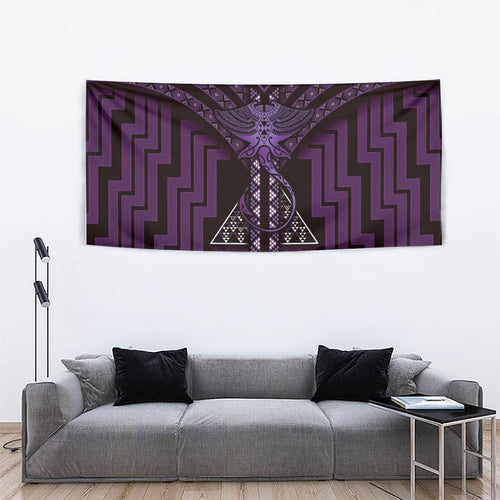 New Zealand Manta Ray Tapestry Maori Tukutuku Taniko Motifs Purple