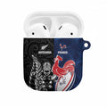 France And New Zealand Rugby AirPods Case Les Bleus Rooster With Maori Tiki - Aussie Hoodie