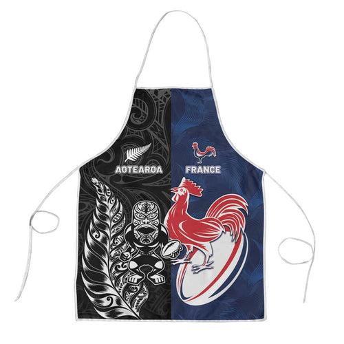 France And New Zealand Rugby Apron Les Bleus Rooster With Maori Tiki - Aussie Hoodie