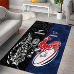 France And New Zealand Rugby Area Rug Les Bleus Rooster With Maori Tiki - Aussie Hoodie