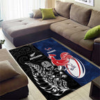 France And New Zealand Rugby Area Rug Les Bleus Rooster With Maori Tiki - Aussie Hoodie