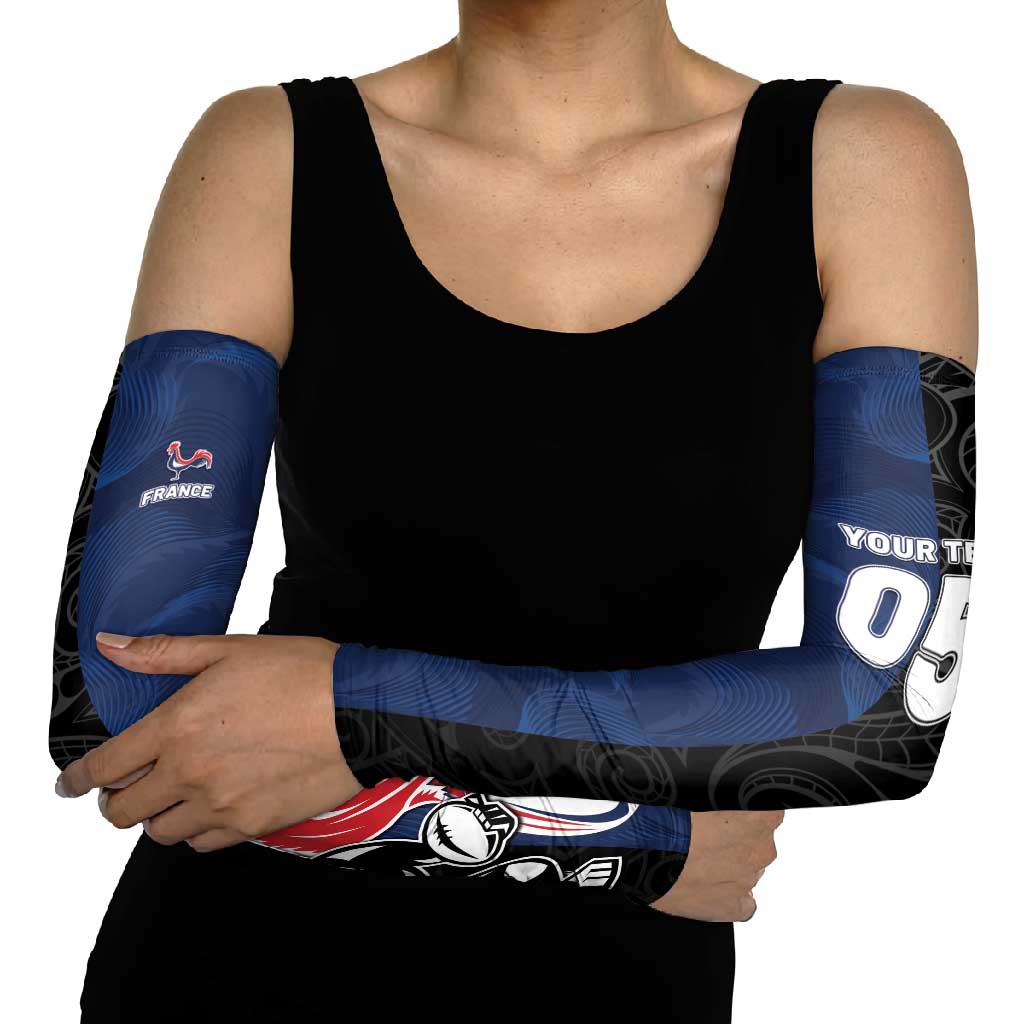 France And New Zealand Rugby Custom Arm Sleeves Les Bleus Rooster With Maori Tiki - Aussie Hoodie