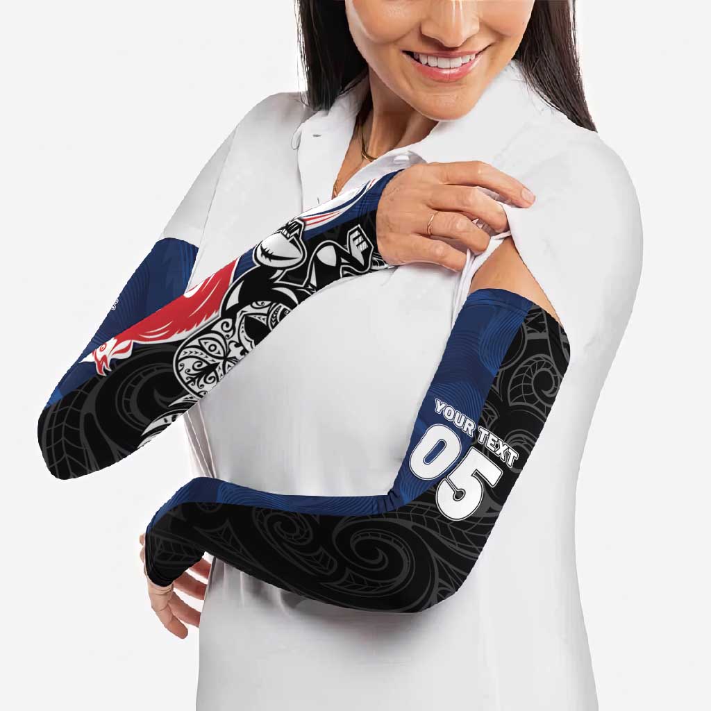 France And New Zealand Rugby Custom Arm Sleeves Les Bleus Rooster With Maori Tiki - Aussie Hoodie
