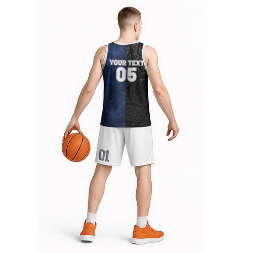 France And New Zealand Rugby Custom Basketball Jersey Les Bleus Rooster With Maori Tiki - Aussie Hoodie