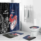 France And New Zealand Rugby Bathroom Set Les Bleus Rooster With Maori Tiki - Aussie Hoodie