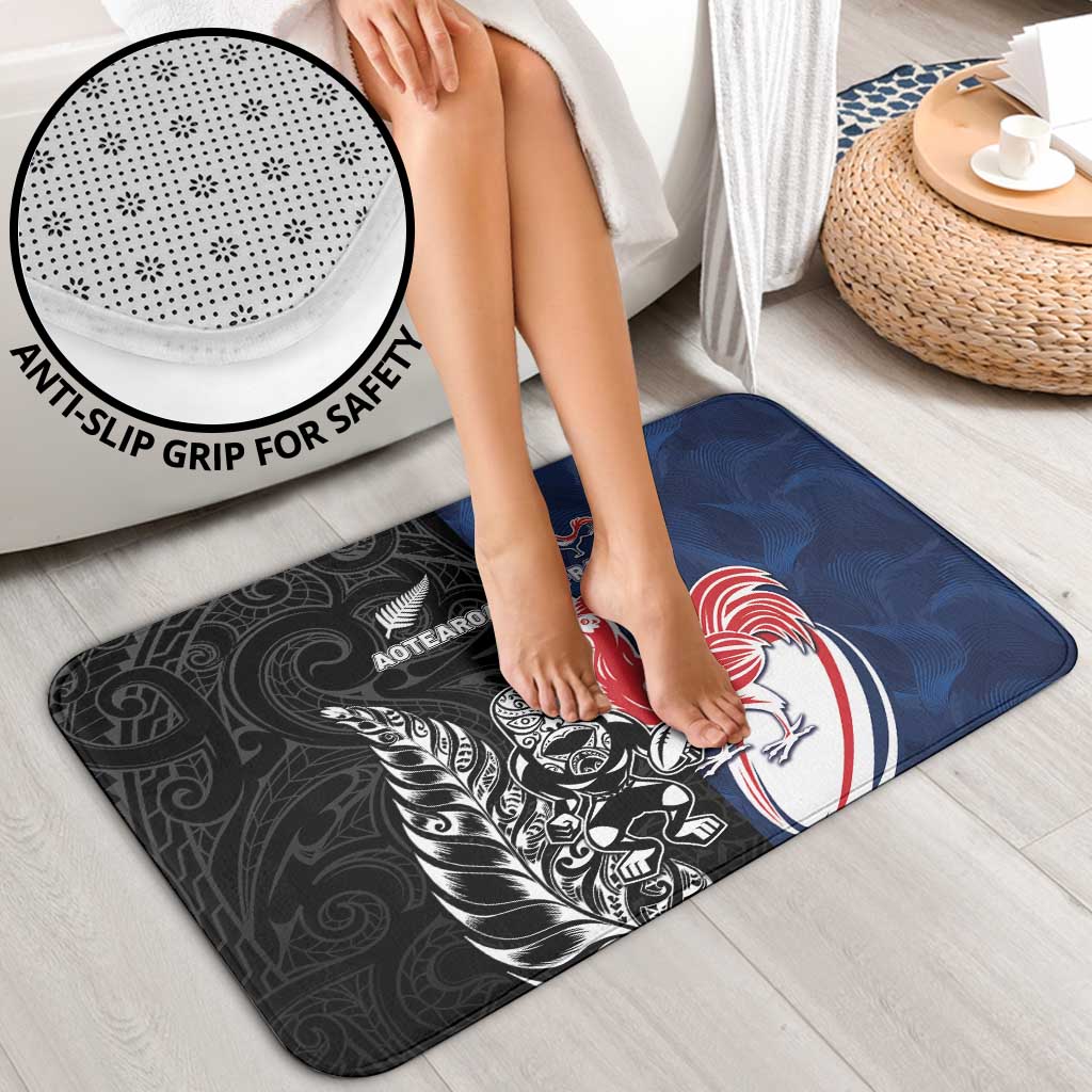 France And New Zealand Rugby Bathroom Set Les Bleus Rooster With Maori Tiki - Aussie Hoodie