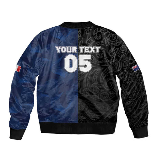 France And New Zealand Rugby Custom Bomber Jacket Les Bleus Rooster With Maori Tiki - Aussie Hoodie