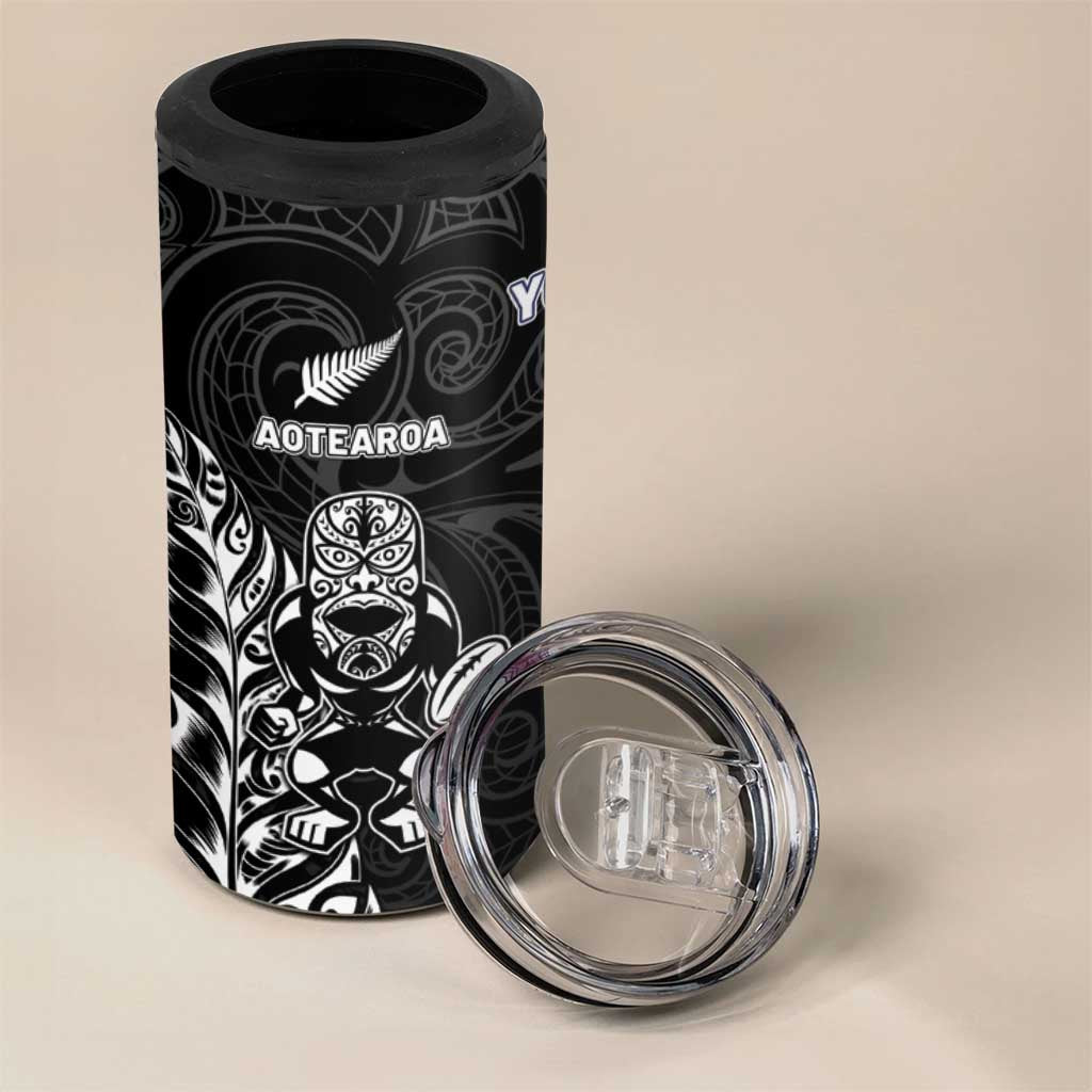France And New Zealand Rugby Custom 4 in 1 Can Cooler Tumbler Les Bleus Rooster With Maori Tiki - Aussie Hoodie