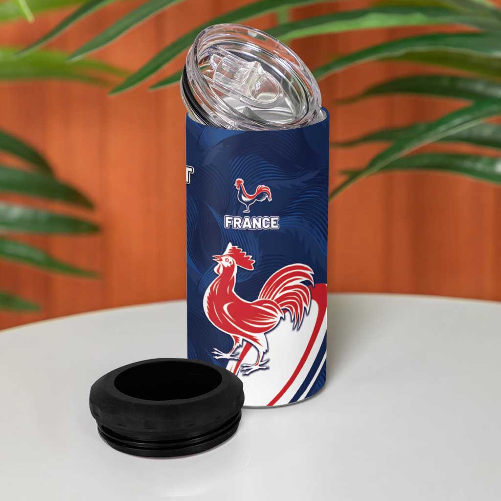 France And New Zealand Rugby Custom 4 in 1 Can Cooler Tumbler Les Bleus Rooster With Maori Tiki - Aussie Hoodie