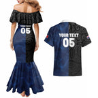 France And New Zealand Rugby Custom Couples Matching Mermaid Dress and Hawaiian Shirt Les Bleus Rooster With Maori Tiki - Aussie Hoodie