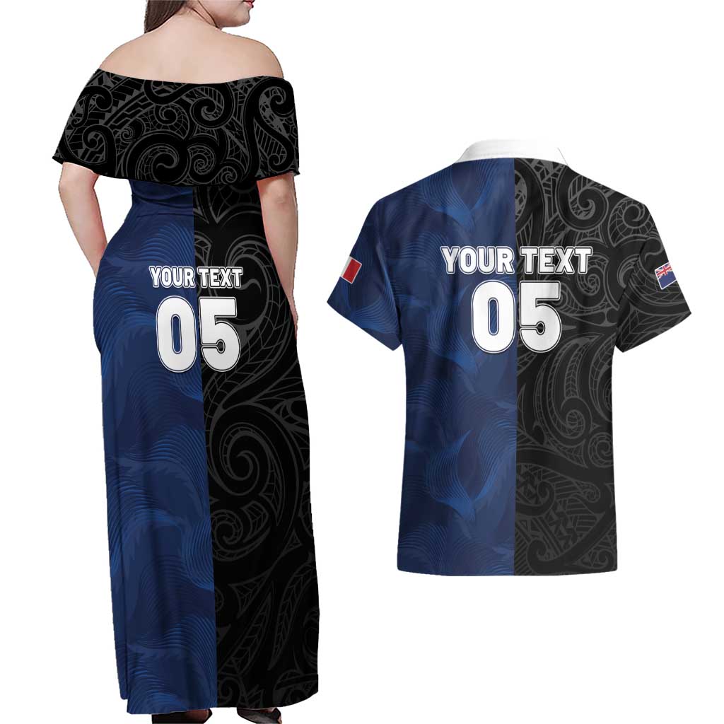 France And New Zealand Rugby Custom Couples Matching Off Shoulder Maxi Dress and Hawaiian Shirt Les Bleus Rooster With Maori Tiki - Aussie Hoodie