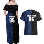 France And New Zealand Rugby Custom Couples Matching Off Shoulder Maxi Dress and Hawaiian Shirt Les Bleus Rooster With Maori Tiki - Aussie Hoodie
