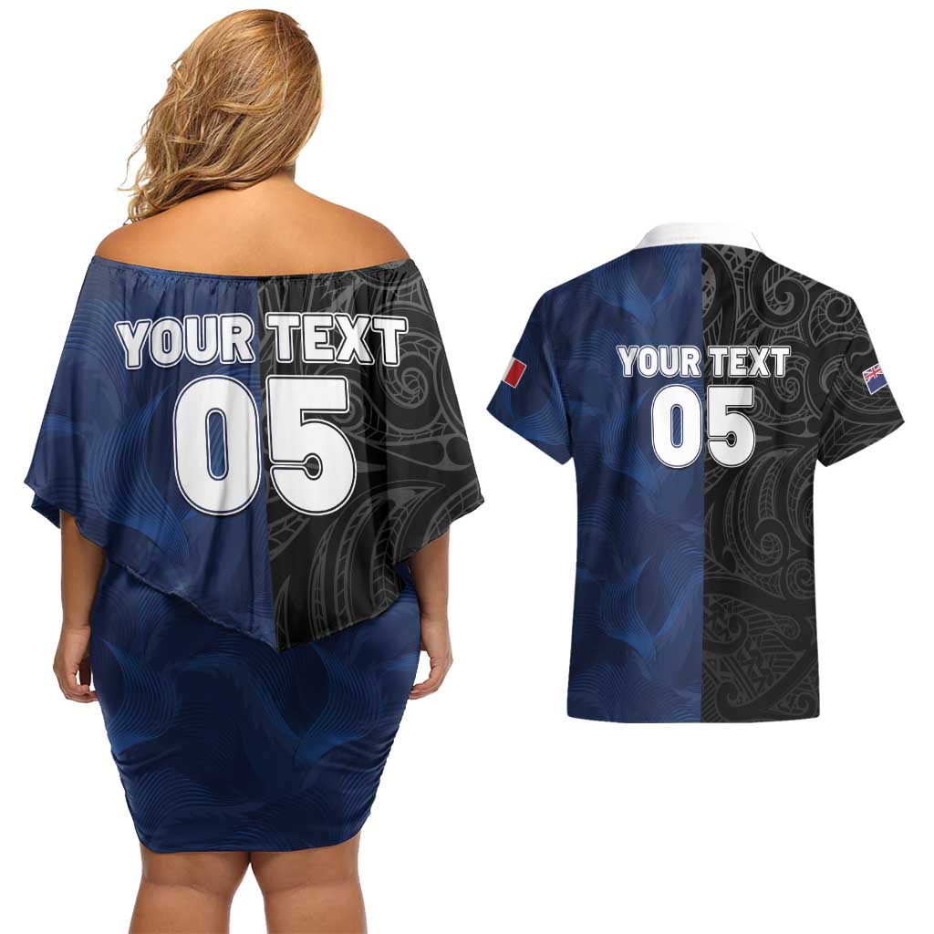 France And New Zealand Rugby Custom Couples Matching Off Shoulder Short Dress and Hawaiian Shirt Les Bleus Rooster With Maori Tiki - Aussie Hoodie