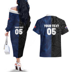 France And New Zealand Rugby Custom Couples Matching Off The Shoulder Long Sleeve Dress and Hawaiian Shirt Les Bleus Rooster With Maori Tiki - Aussie Hoodie