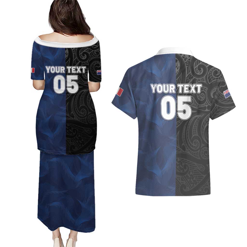 France And New Zealand Rugby Custom Couples Matching Puletasi and Hawaiian Shirt Les Bleus Rooster With Maori Tiki - Aussie Hoodie