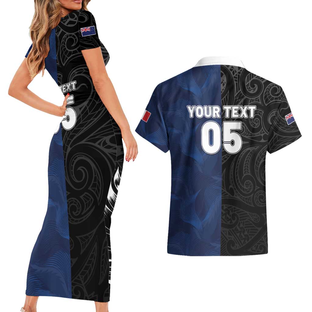 France And New Zealand Rugby Custom Couples Matching Short Sleeve Bodycon Dress and Hawaiian Shirt Les Bleus Rooster With Maori Tiki - Aussie Hoodie