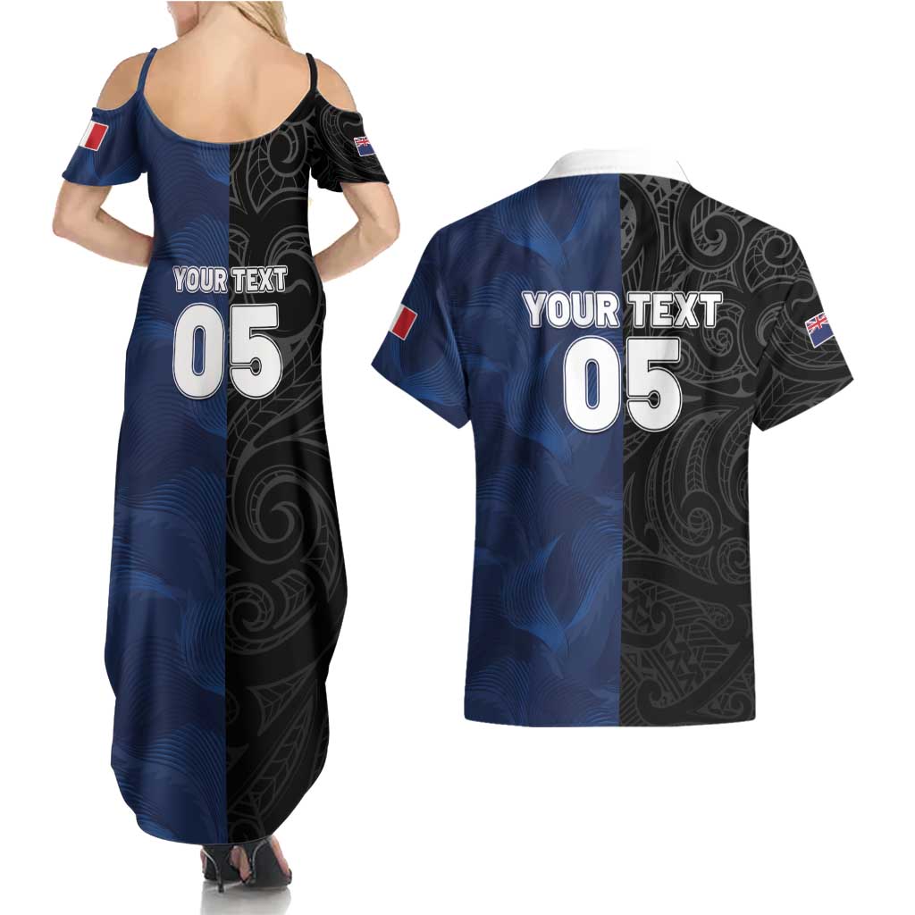 France And New Zealand Rugby Custom Couples Matching Summer Maxi Dress and Hawaiian Shirt Les Bleus Rooster With Maori Tiki - Aussie Hoodie