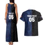 France And New Zealand Rugby Custom Couples Matching Tank Maxi Dress and Hawaiian Shirt Les Bleus Rooster With Maori Tiki - Aussie Hoodie