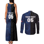 France And New Zealand Rugby Custom Couples Matching Tank Maxi Dress and Long Sleeve Button Shirt Les Bleus Rooster With Maori Tiki - Aussie Hoodie