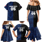 France And New Zealand Rugby Custom Family Matching Mermaid Dress and Hawaiian Shirt Les Bleus Rooster With Maori Tiki - Aussie Hoodie