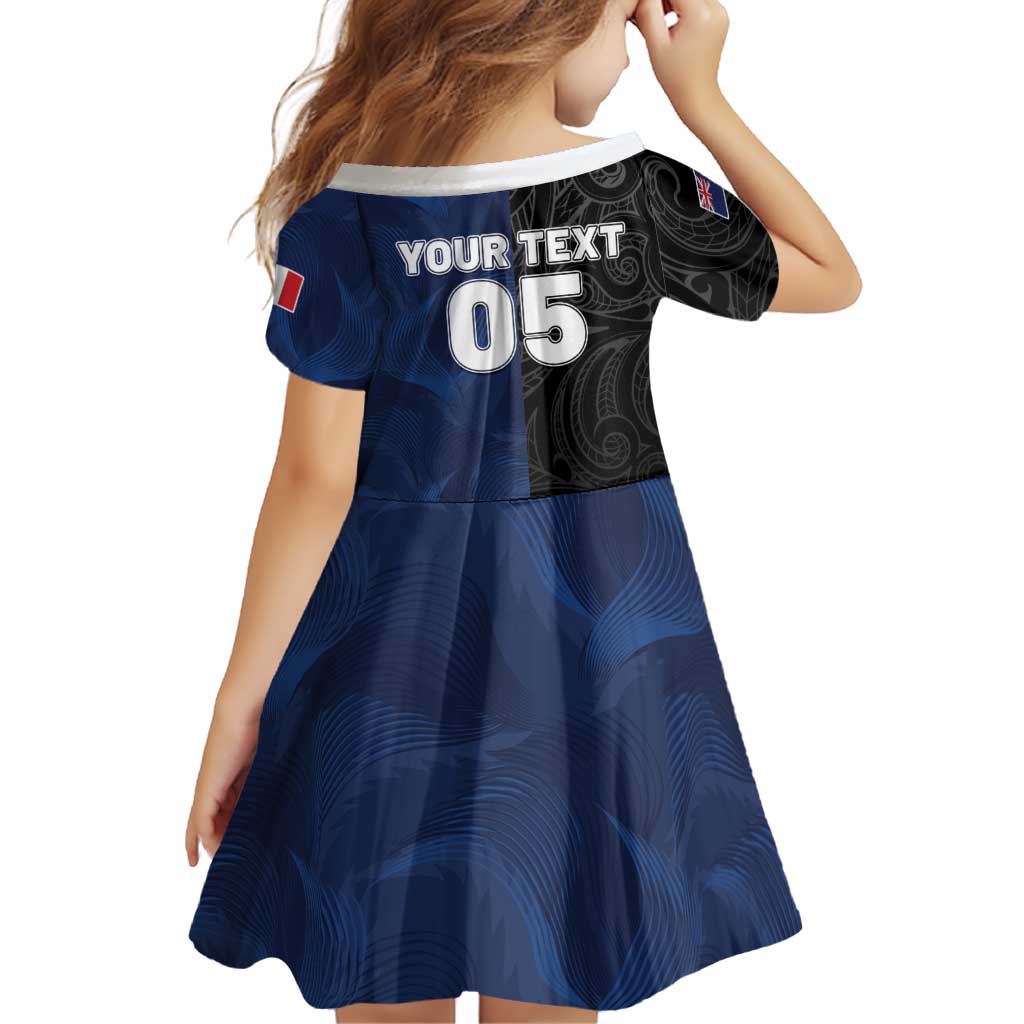 France And New Zealand Rugby Custom Family Matching Off The Shoulder Long Sleeve Dress and Hawaiian Shirt Les Bleus Rooster With Maori Tiki - Aussie Hoodie
