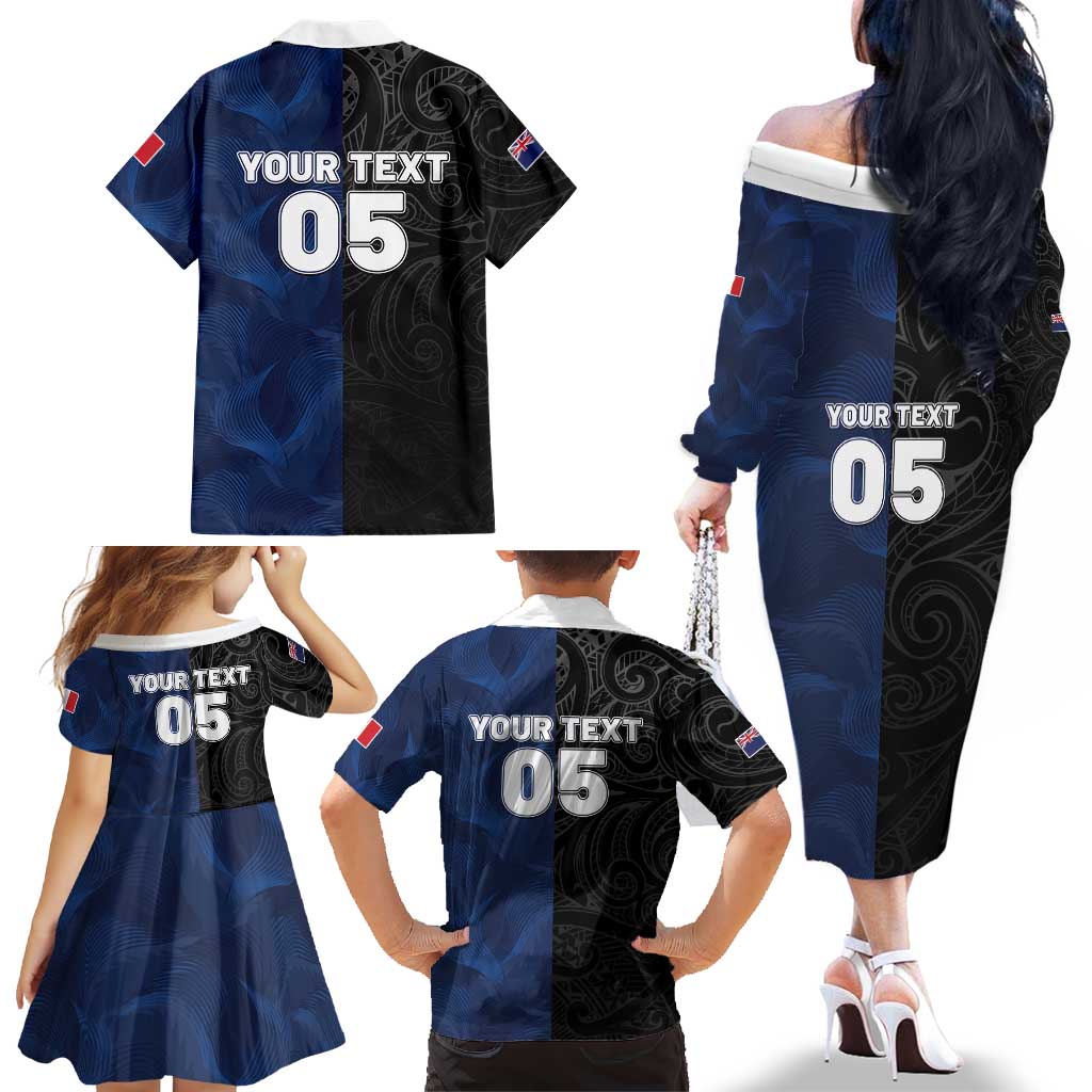 France And New Zealand Rugby Custom Family Matching Off The Shoulder Long Sleeve Dress and Hawaiian Shirt Les Bleus Rooster With Maori Tiki - Aussie Hoodie