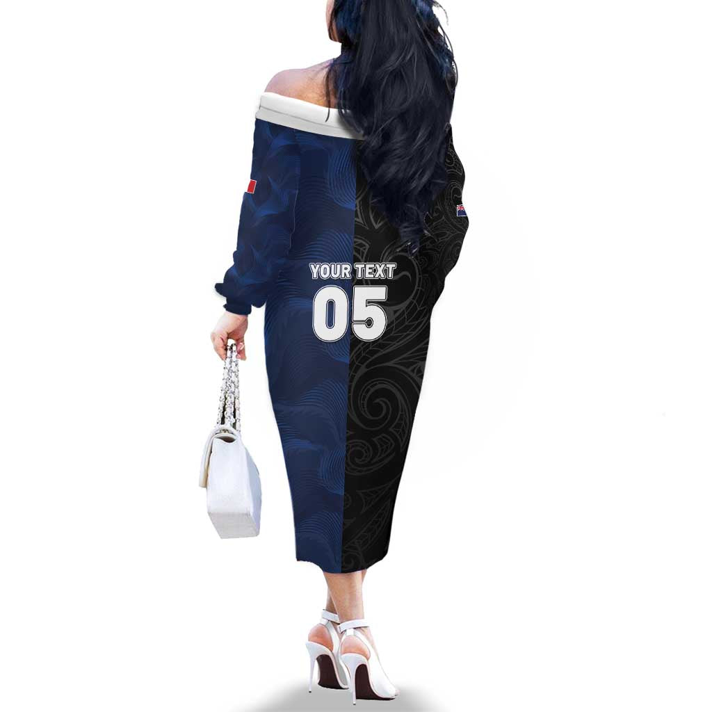 France And New Zealand Rugby Custom Family Matching Off The Shoulder Long Sleeve Dress and Hawaiian Shirt Les Bleus Rooster With Maori Tiki - Aussie Hoodie