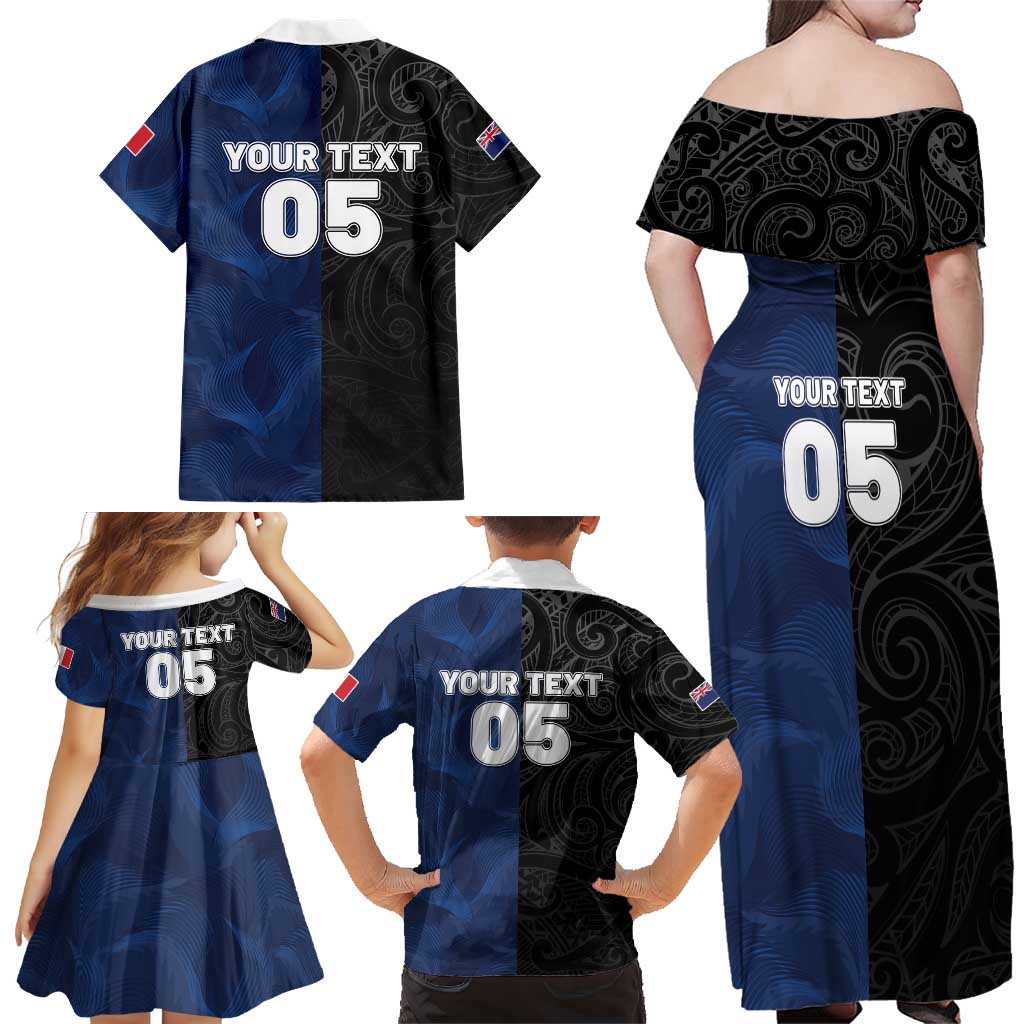 France And New Zealand Rugby Custom Family Matching Off Shoulder Maxi Dress and Hawaiian Shirt Les Bleus Rooster With Maori Tiki - Aussie Hoodie