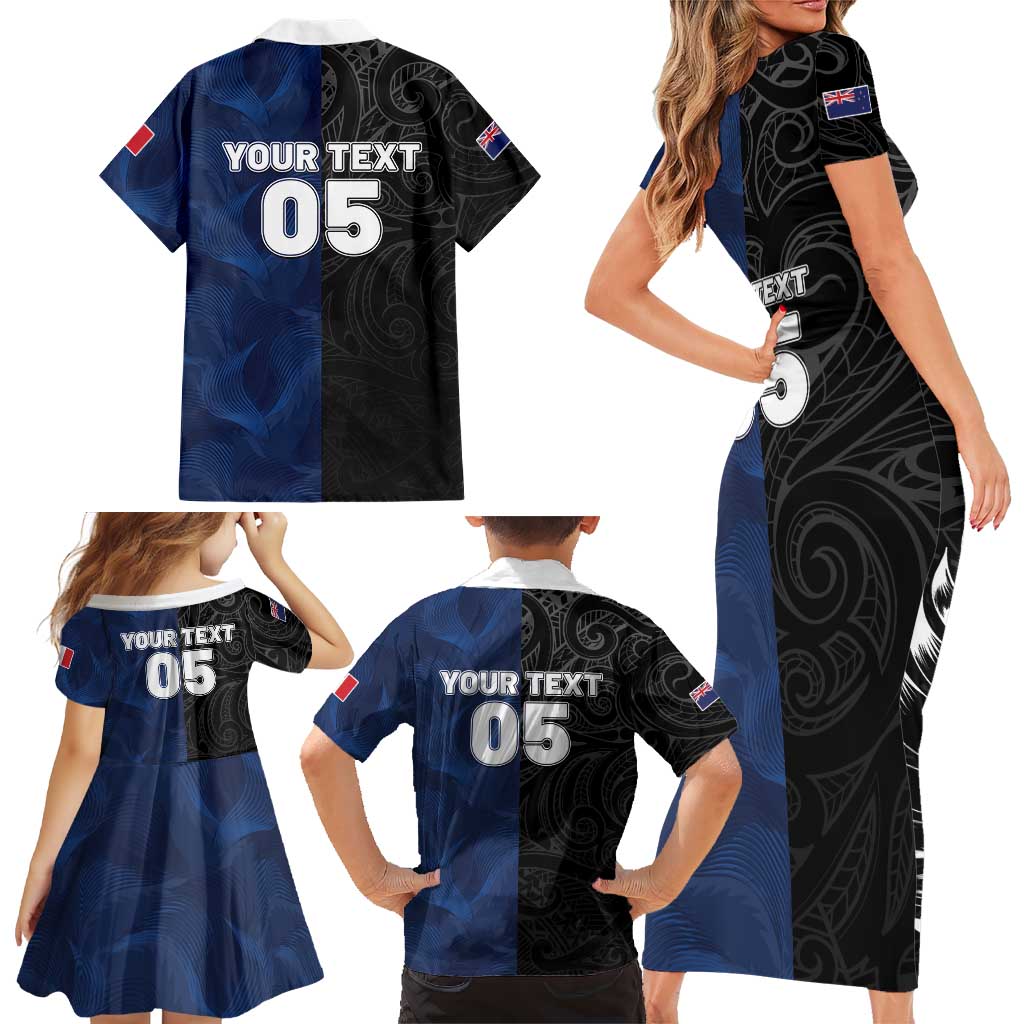 France And New Zealand Rugby Custom Family Matching Short Sleeve Bodycon Dress and Hawaiian Shirt Les Bleus Rooster With Maori Tiki - Aussie Hoodie