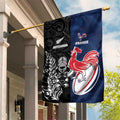 France And New Zealand Rugby Garden Flag Les Bleus Rooster With Maori Tiki - Aussie Hoodie